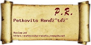 Petkovits Renátó névjegykártya