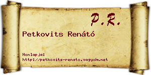 Petkovits Renátó névjegykártya