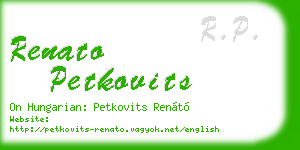 renato petkovits business card