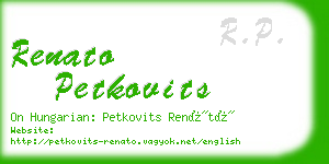 renato petkovits business card